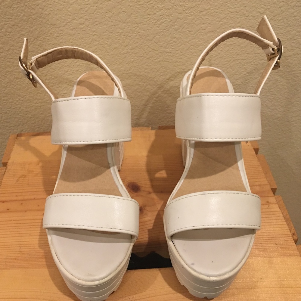 White Platform Slingback Sandals